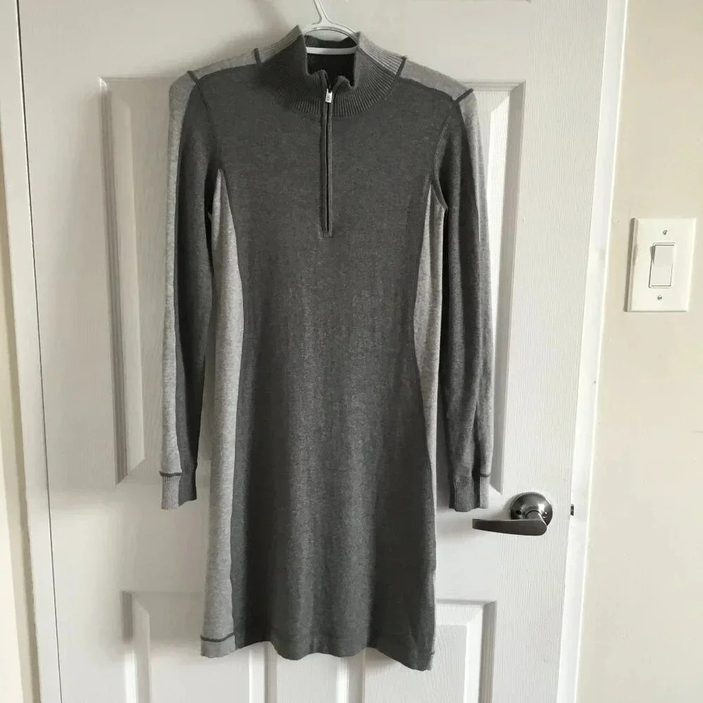 Tommy Bahama Grey Knit Sweater Dress Viscose Cotton Preppy Chic Athleisure XXS